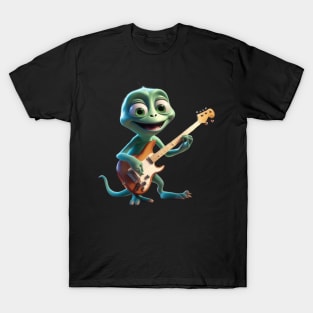 An Alien Cartoon Creature Playing Guitar T-Shirt